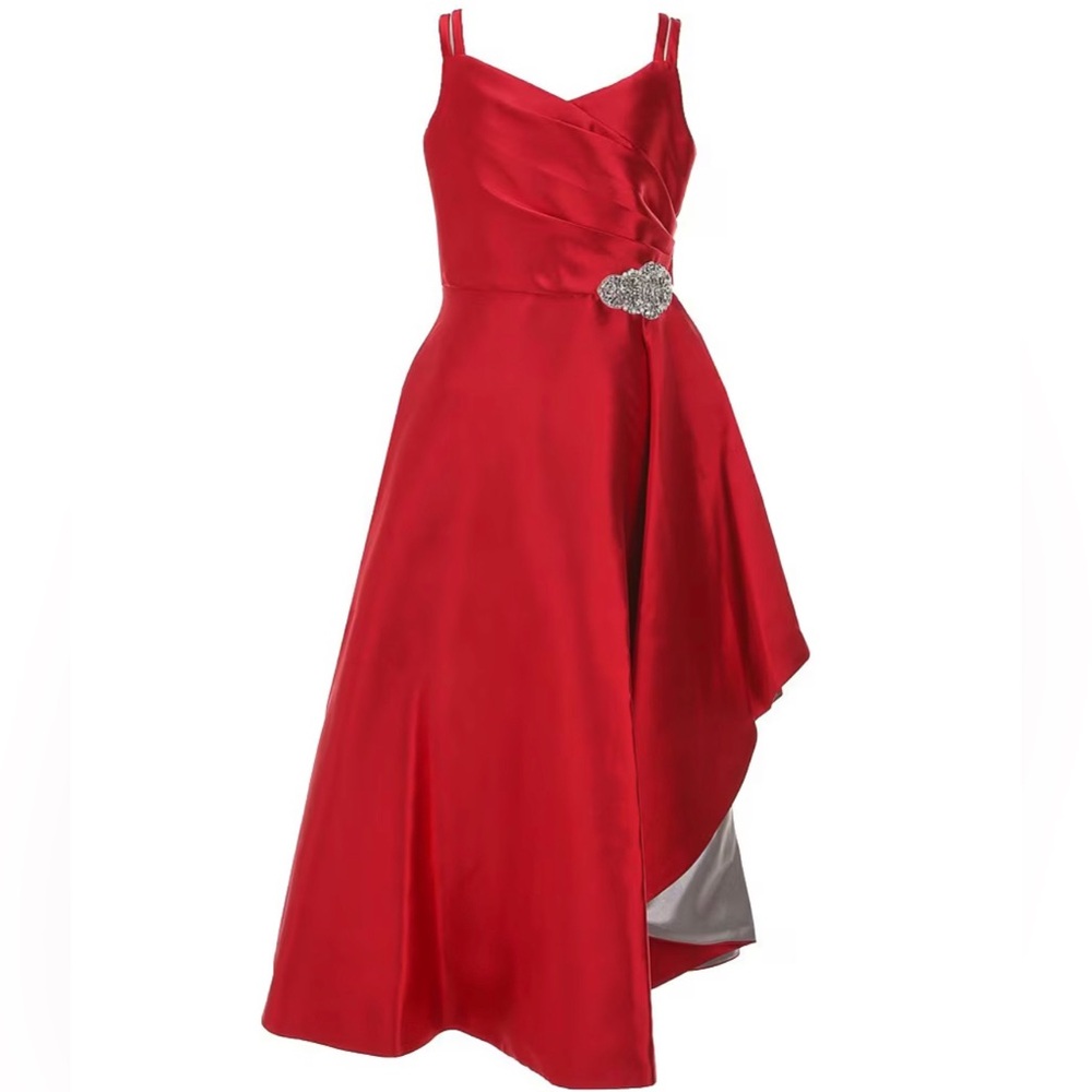 Big Girls size 14 Sleeveless Jeweled-Waist Asymmetrical-Skirted Ballgown